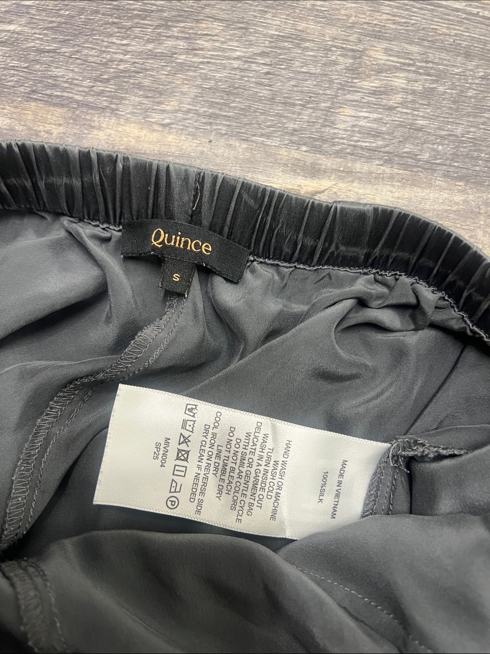 Quince Gray Wide-Leg Drawstring 100% Silk Pants - Picture 2 of 6